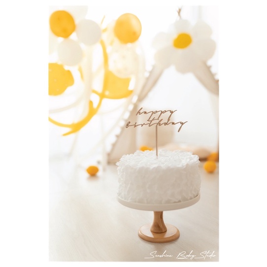 Que cắm bánh chữ Happy Birthday bằng gỗ
