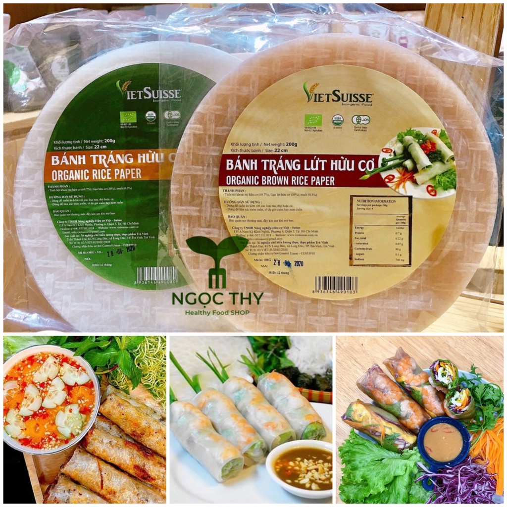 Bánh tráng gạo lứt organic hữu cơ Vietsuisse gói 200gr