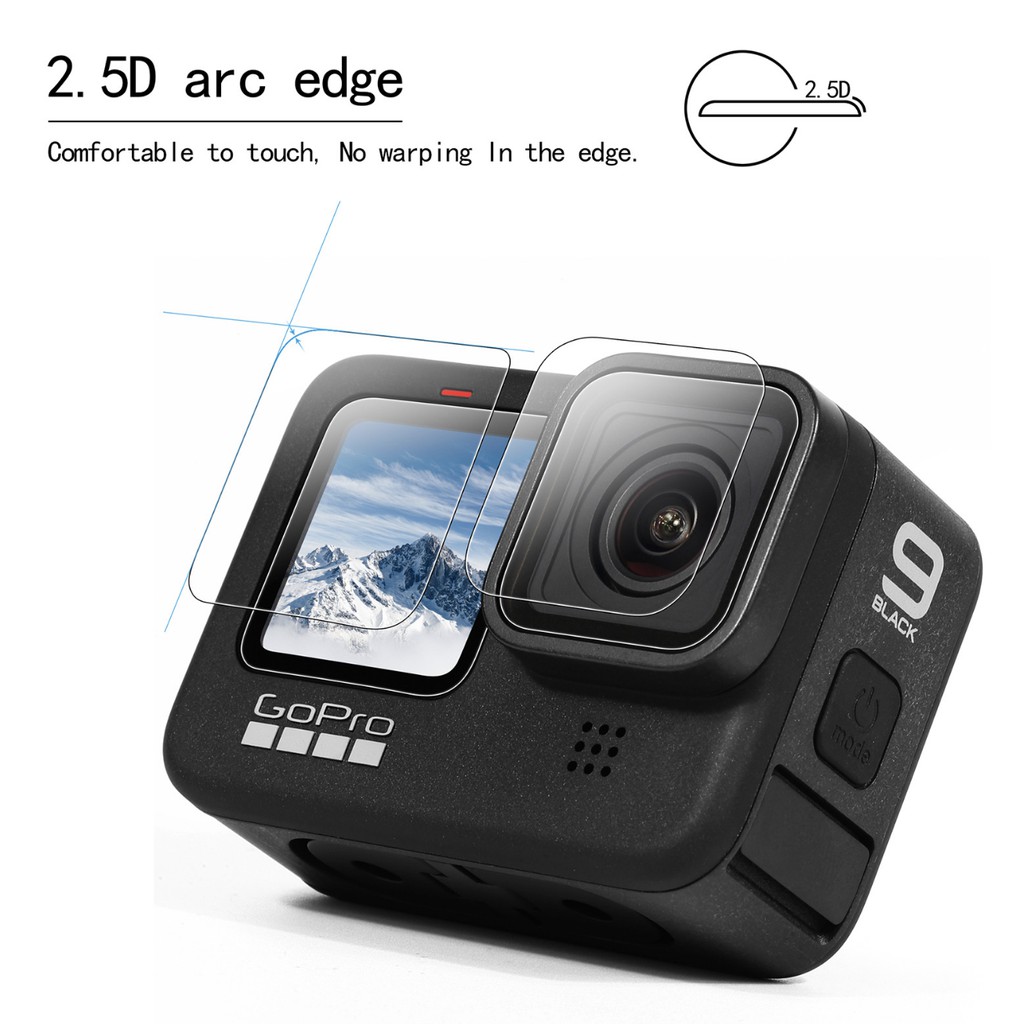 Miếng dán cường lực Gopro 9 10 black - miếng dán cứng - cắt viền 2.5D 9H - chống va đập trầy và ăn mòn