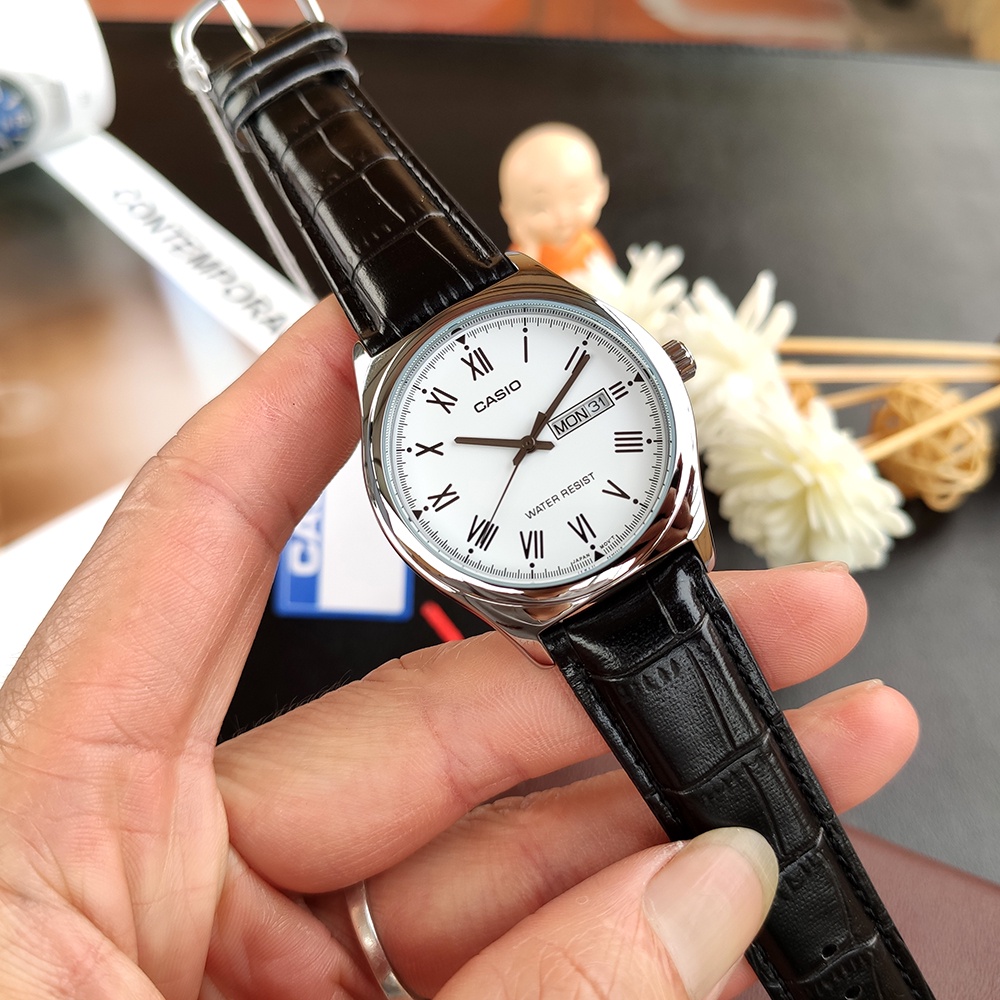 Đồng hồ nam Casio MTP V006 dây da thời trang nam ⌚FREESHIP⌚ đồng hồ casio chính hãng size 38 giá rẻ loại tốt