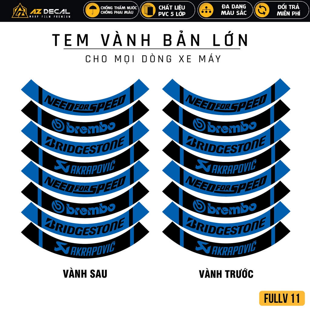 Decal Dán Mâm Xe AB SH Exciter Winner Đủ 2 Bánh | FullV11 | Tem Dán Vành Xe Máy Niềng Xe Sirius Future...