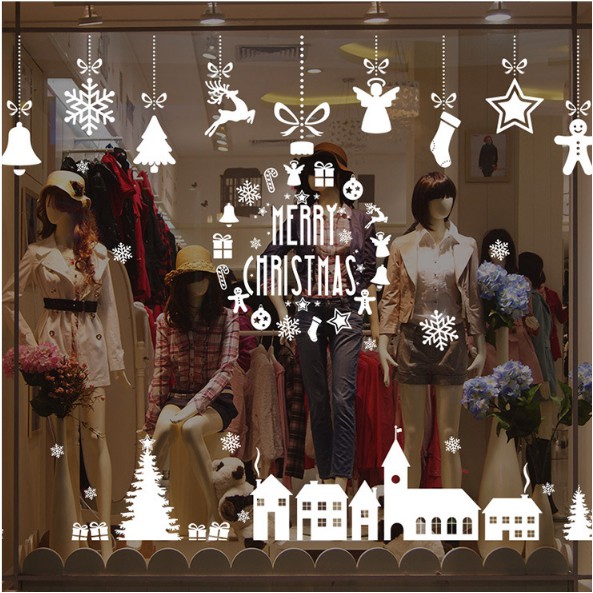 Decal dán tường Noel - Thành Phố nhí kèm chữ trắng