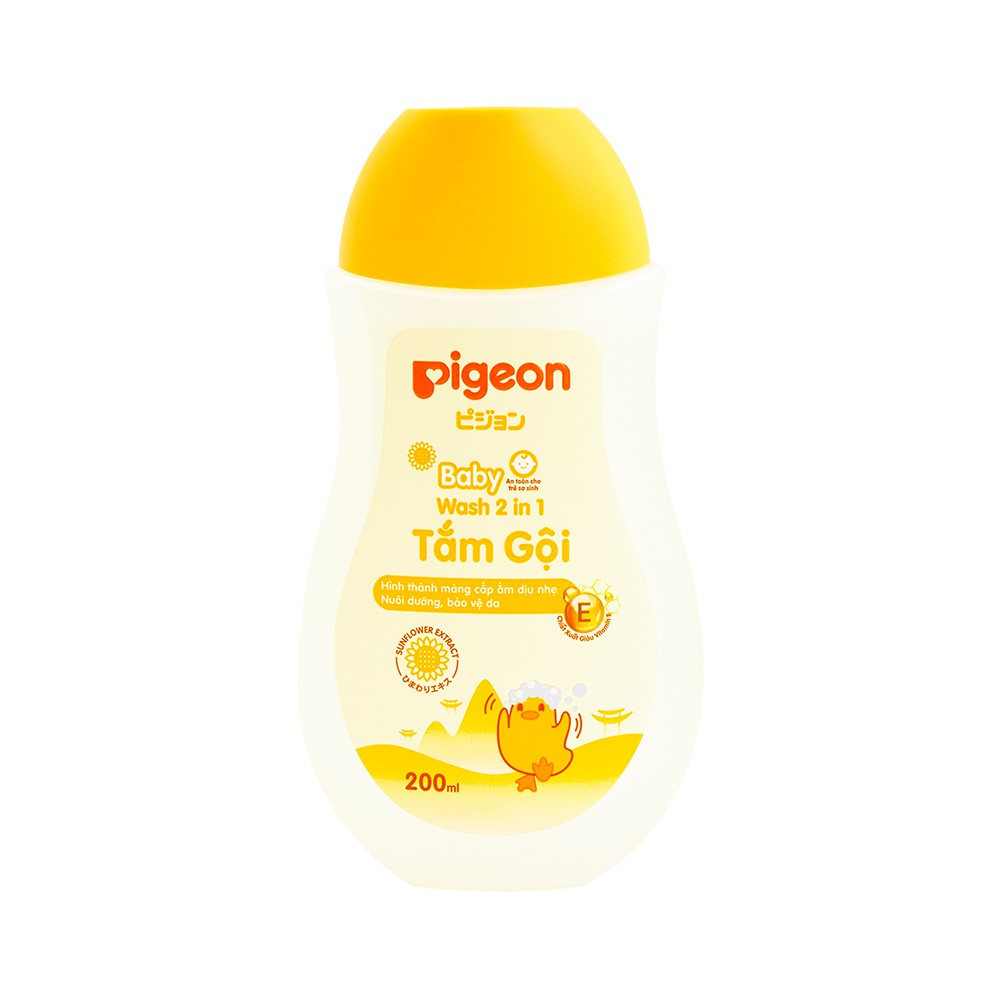 Sữa tắm gội dịu nhẹ Pigeon 200ml 2in1 Hoa hướng dương / Jojoba