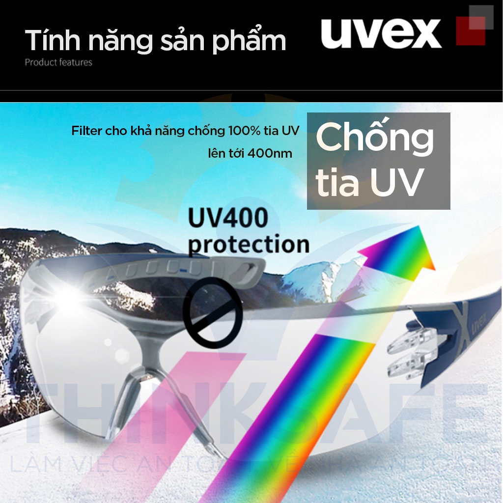 Mắt kính bảo hộ Uvex Thinksafe, kính bảo vệ đa năng, đọng sương, tia uv, chống bụi đi đường, chính hãng và cao cấp - CX2