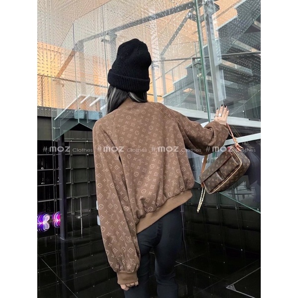 Áo khoác da lộn Lv màu tây
