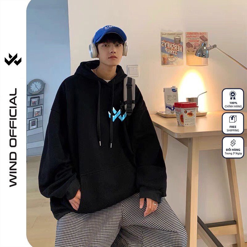 Áo hoodie unisex WIND form rộng nỉ nam nữ Tuyết HD22 thời trang thu đông oversize | BigBuy360 - bigbuy360.vn