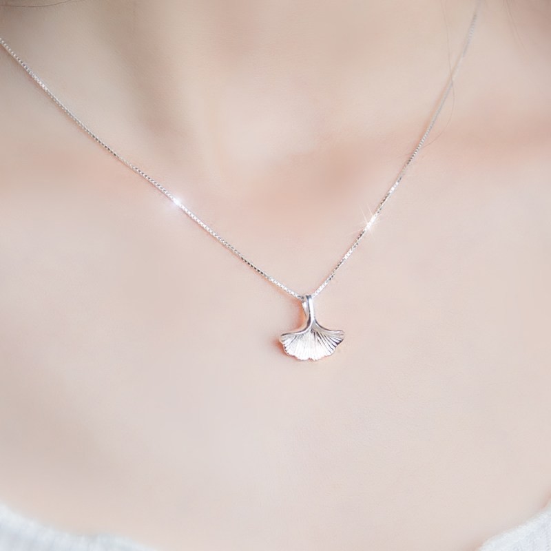 Dây Chuyền Bạc Ý 925 Mặt Lá Bạch Quả May Mắn