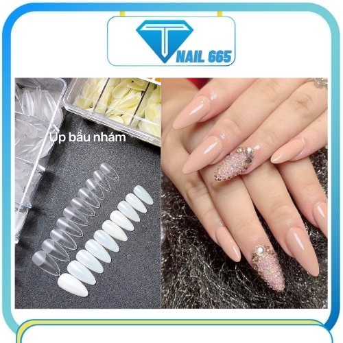 Móng up tay nail fom bầu , Móng úp HSM fom nhọn bầu chuẩn loại sịn hôp 500 móng dẻo