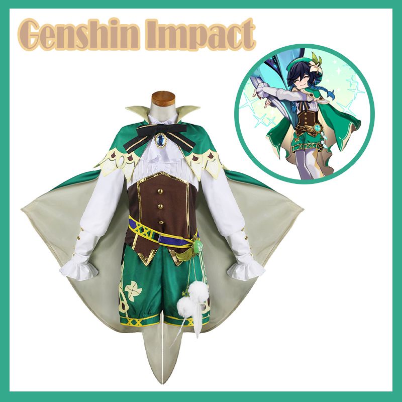 Adult Genshin Impact Venti Cosplay Full Set Costume Party Dress Women Halloween | BigBuy360 - bigbuy360.vn