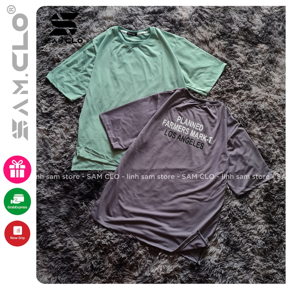 Áo phông tay lỡ nam nữ SAM CLO form rộng dáng Unisex mặc cặp, nhóm, lớp in chữ LOS ANGELES XẺ TÀ