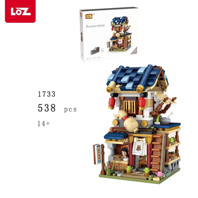 Bộ đồ chơi lắp ráp LOZ building blocks mô hình cửa hàng đường phố hiệu thuốc-cửa hàng vải-học viện- cửa hàng đậu hũ