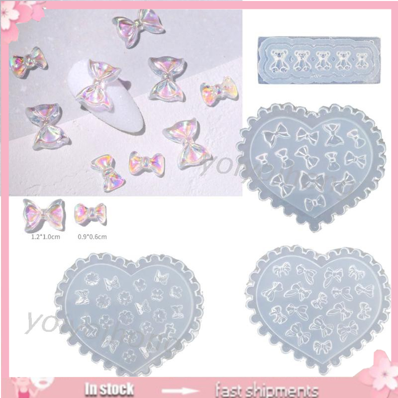 Set 4 Khuôn Nhựa Làm Phụ Kiện Đính Móng Tay Trang Trí Đa Năng Chuyên Dụng