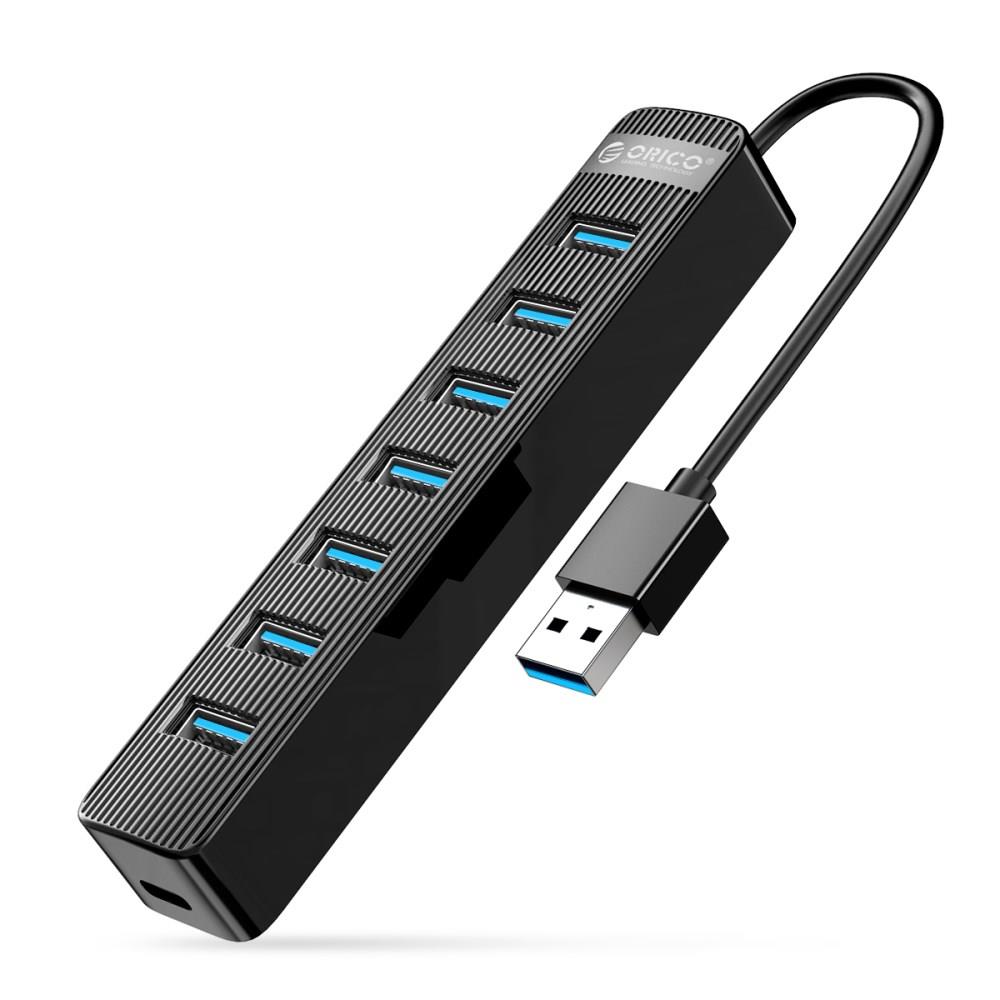 Thiết bị chuyển đổi HUB 7 cổng USB3.0 ORICO TWU3-7A-BK có cổng cấp nguồn điện Type-C tiện dụng