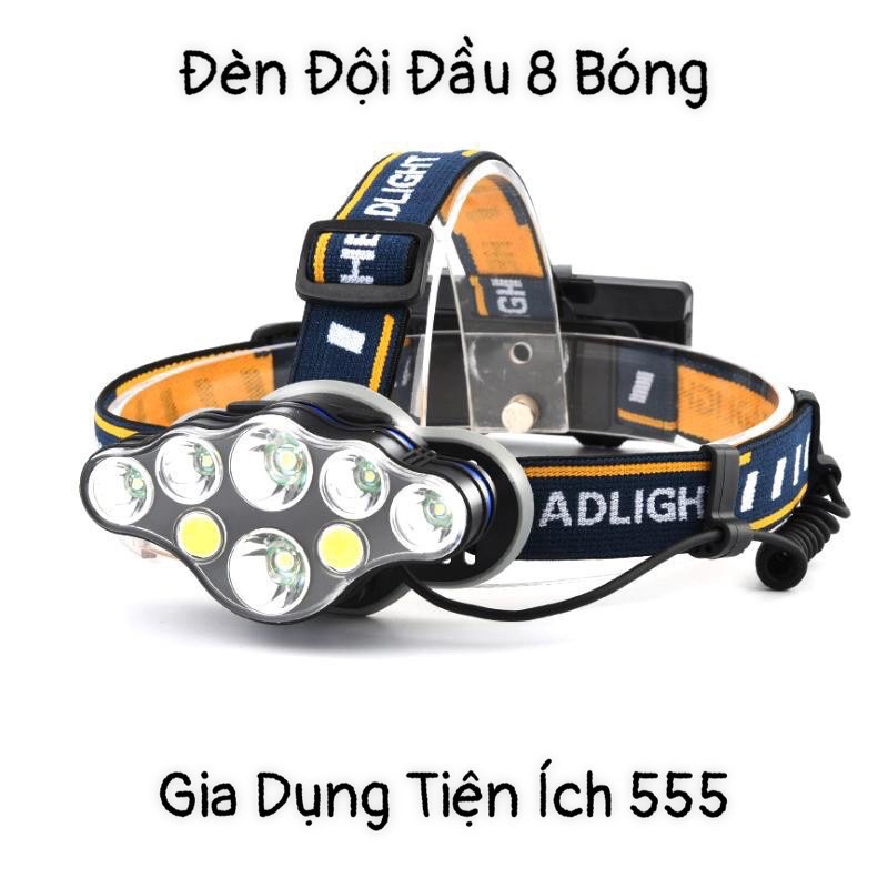 Đèn pin đội đầu 8 bóng LED Siêu Sáng, tích hợp 6 chế độ,xoay 90 độ, đặc biệt chống nước rất tốt