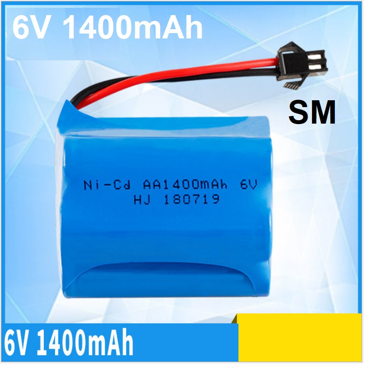 Bộ pin và cáp sạc 6v 1400mah pin ghép 2 hàng dùng cho xe mô hình điều khiển từ xa