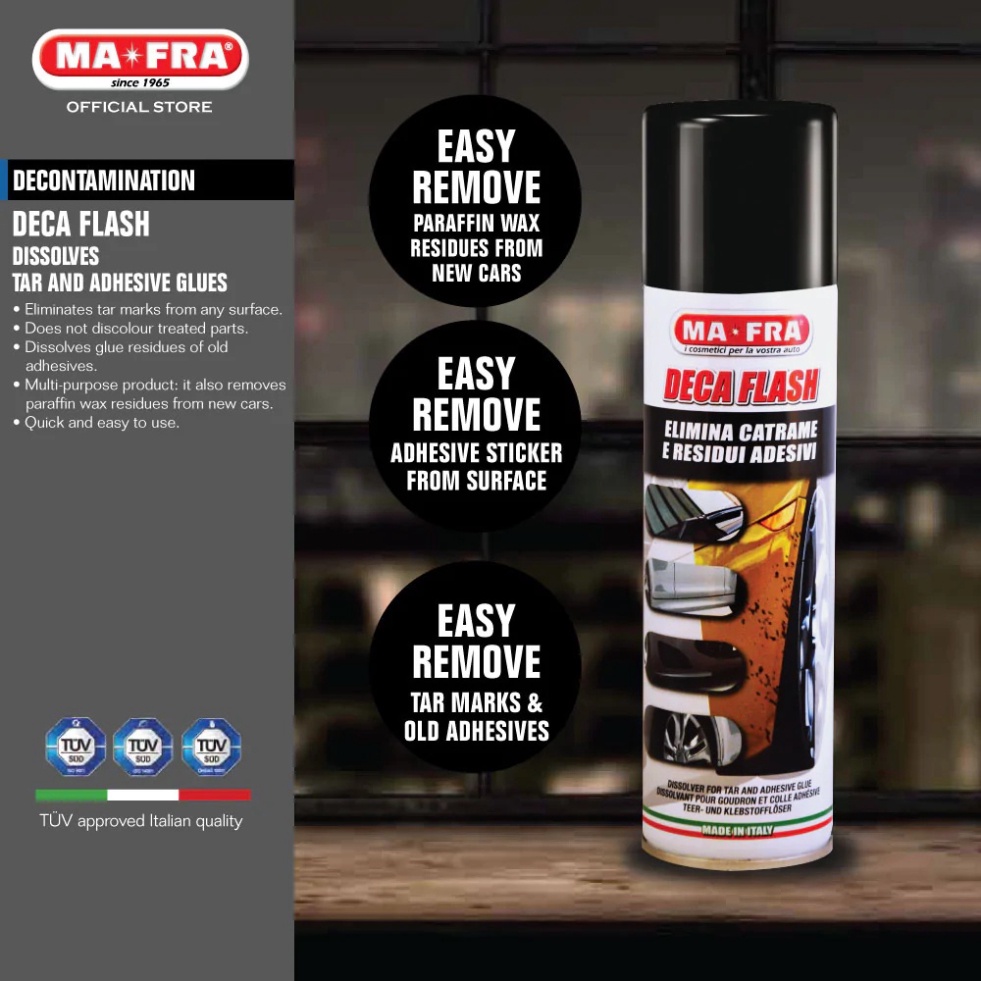 Hóa chất tẩy nhựa đường, băng keo và mưa axit Mafra DECA FLASH SPRAY 250ml - ITALY