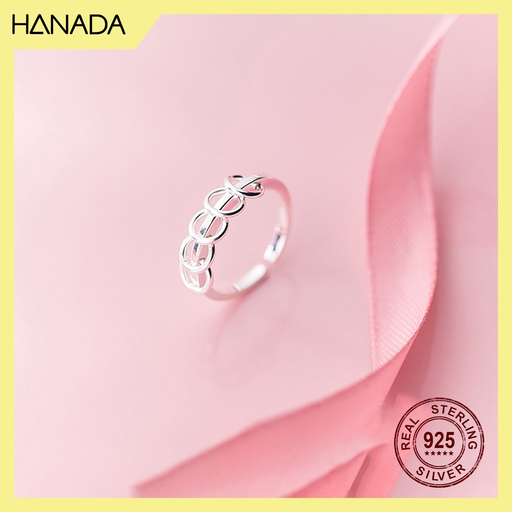 Nhẫn Bạc 925 Hanada R-0-B-0013 Nhẫn 5 Khoen Nhỏ M1