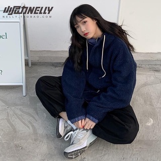 Áo khoác nỉ bông nữ túi hộp - áo hoodie nữ form rộng mặt bông tay bo