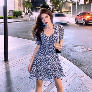 Váy xoè ngắn hoa nhí tay bồng