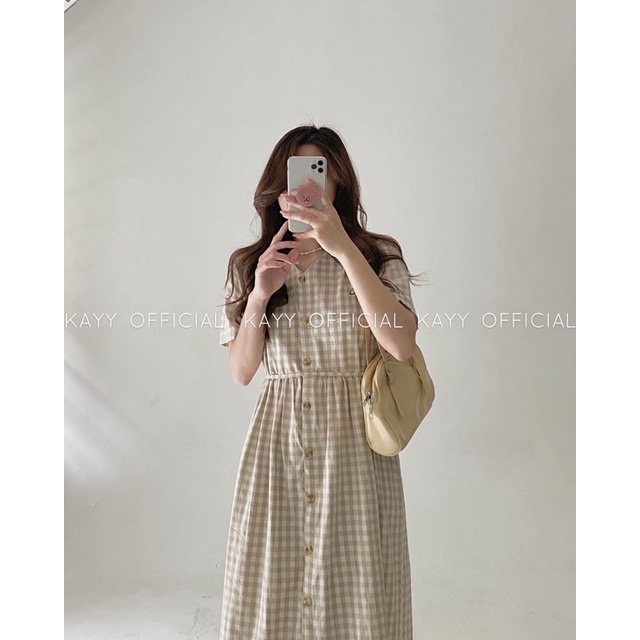 KAYY. Váy kẻ caro khuy dọc - Vkch