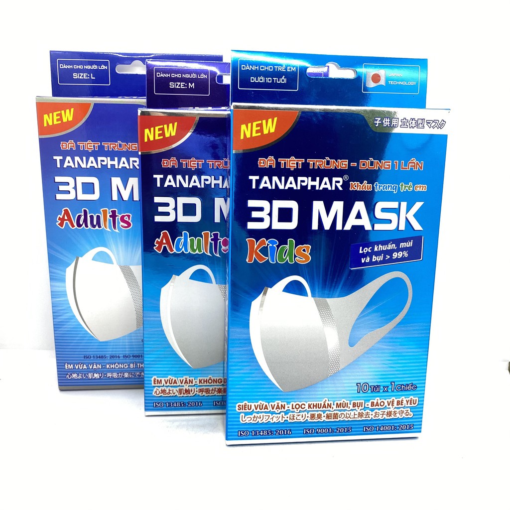 Khẩu trang 3D mask Tanaphar ( gói 01 chiếc) không đau tai, thiết kế ôm sát mặt - Solei shop