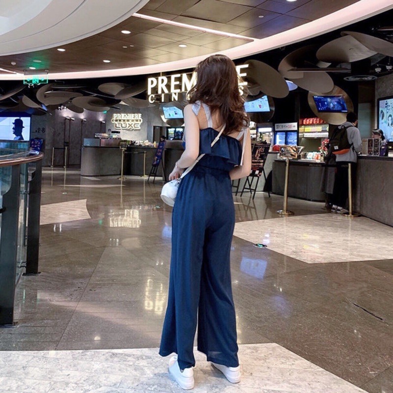 Jumpsuit hai dây xanh đen (kèm hình thật)