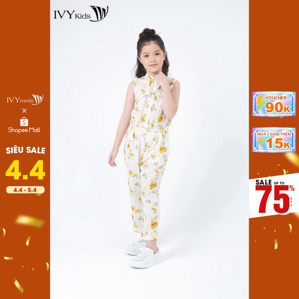 [Mã WABR99 giảm 10% đơn 99K] Áo liền quần lụa bé gái IVY moda MS 18G0588