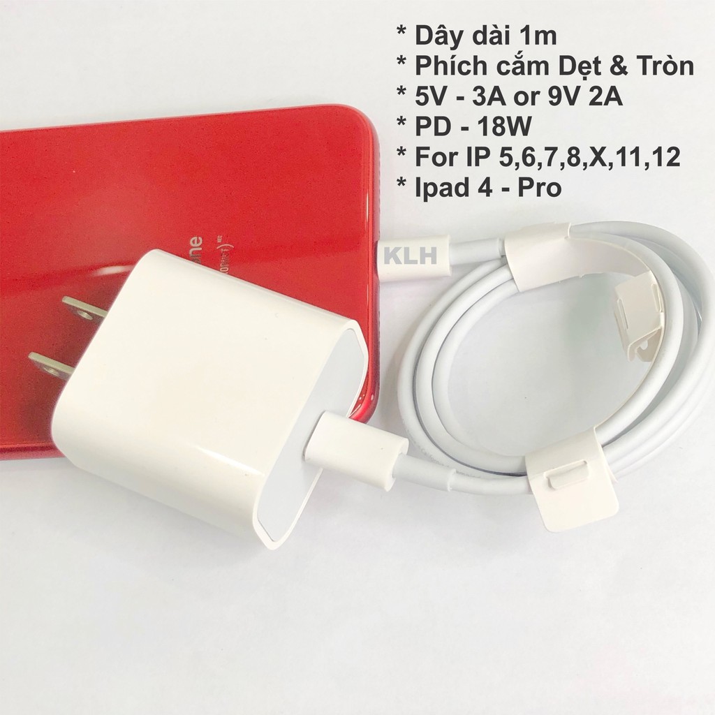 Dây cáp sạc Ip11 PD 18w, 20w cho Iphone 11, 12 Typec to Lightning sạc nhanh mfi, dùng cho bộ củ sạc IP 12 dài 1m