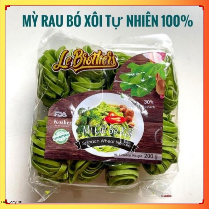Mì cải bó xôi - mì tươi rau củ organic ,giảm cân,ăn chay,EATCLEAN - túi 200g có 8 vắt.