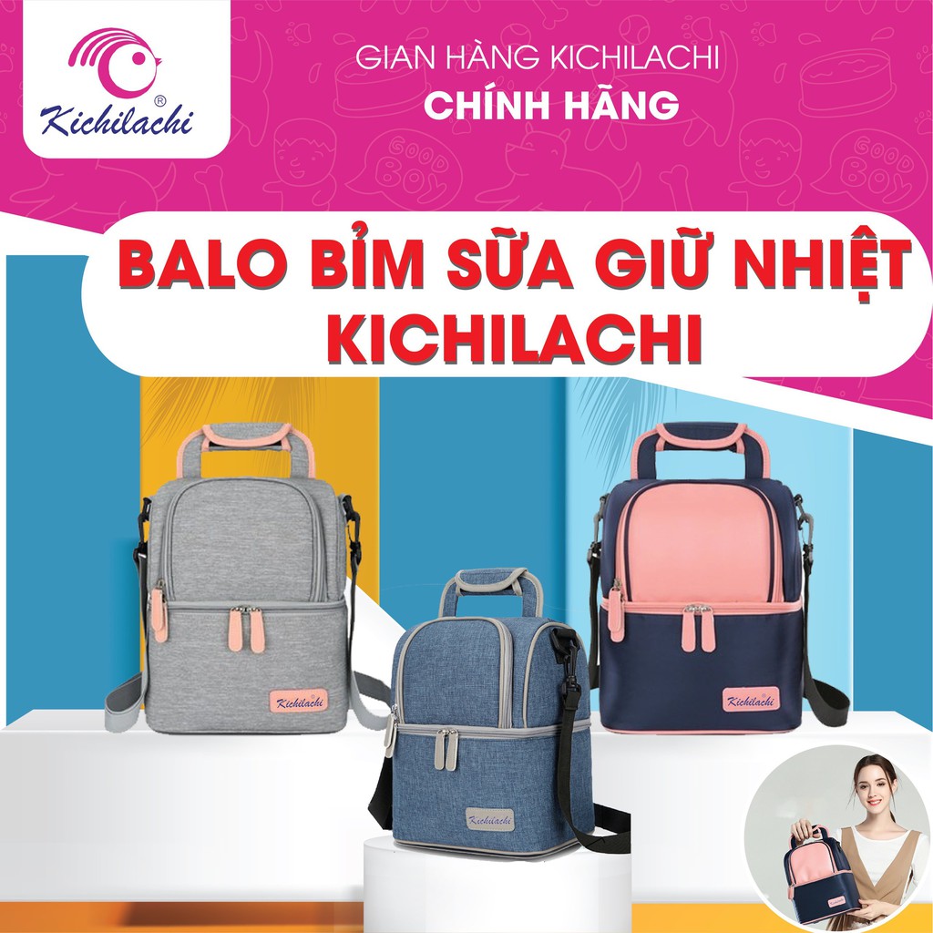 Balo Bỉm Sữa Giữ Nhiệt Kichilachi Tiện Dụng Cho Mẹ Và Bé