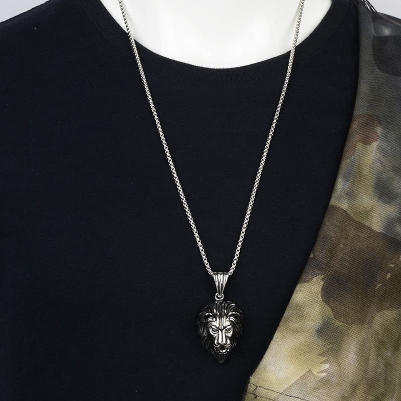 Vòng cổ HìNh ĐầU Sư Tử BằNg ThéP Không Gỉ