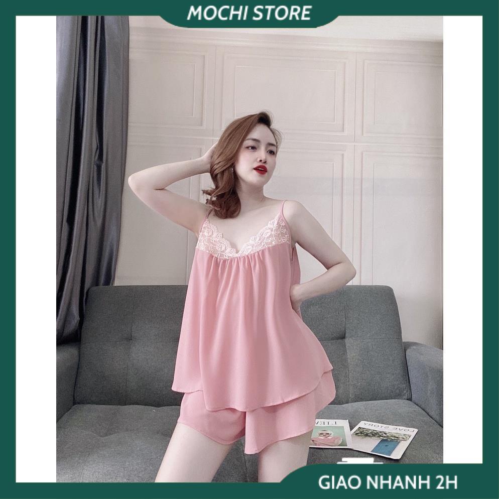 Đồ Ngủ Sexy, Đồ Bộ Nữ, Bộ Áo 2 Dây Phối Ren Quần Cọc Dáng Rộng Chất Voan Màu Trơn Mềm Mịn Form Dáng Rộng Dưới 65 Kg Mặc | BigBuy360 - bigbuy360.vn