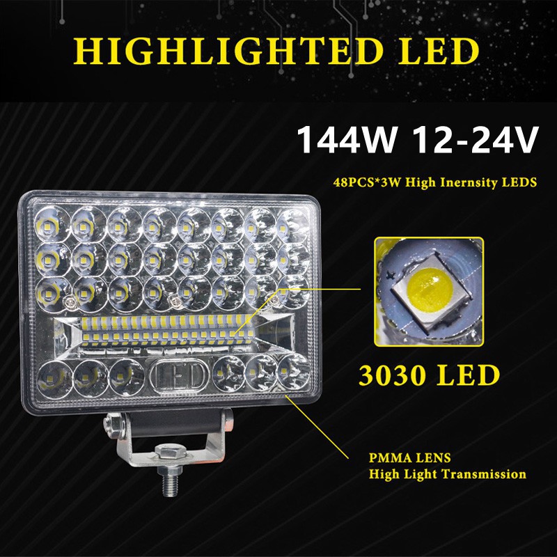 Set 2 bảng đèn LED 12V 24V 54W 3030 18SMD 4x4 cho xe tải / xe đầu kéo / SUV làm việc