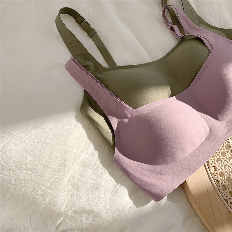 Áo ngực TakeTalk vải mềm không đường may cổ chữ U gợi cảm 5 màu sắc tùy chọn