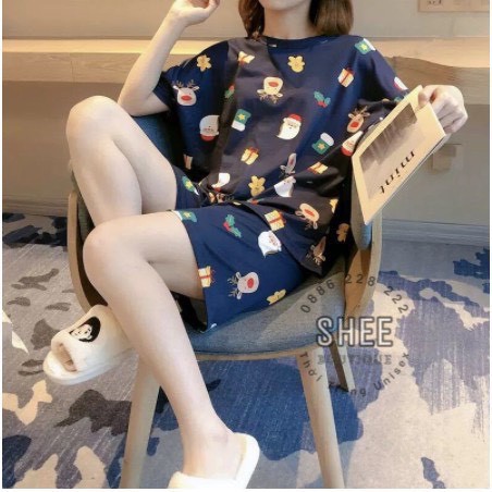 Bộ Đồ Mặc Nhà Cho Nữ Cộc Tay Pijama Cotton Nhiều Họa Tiết, Bộ Ngủ Nữ Phom Rộng Mát Mẻ | BigBuy360 - bigbuy360.vn