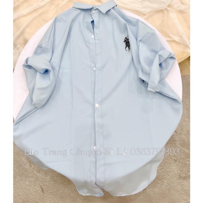 Áo Sơ Mi Tay Lỡ Cổ Bẻ Thêu Logo Form Rộng Unisex Phong Cách Trẻ Trung - Áo Sơ Mi Cổ Đức Đi Học Đi Chơi Hot Trend 2022