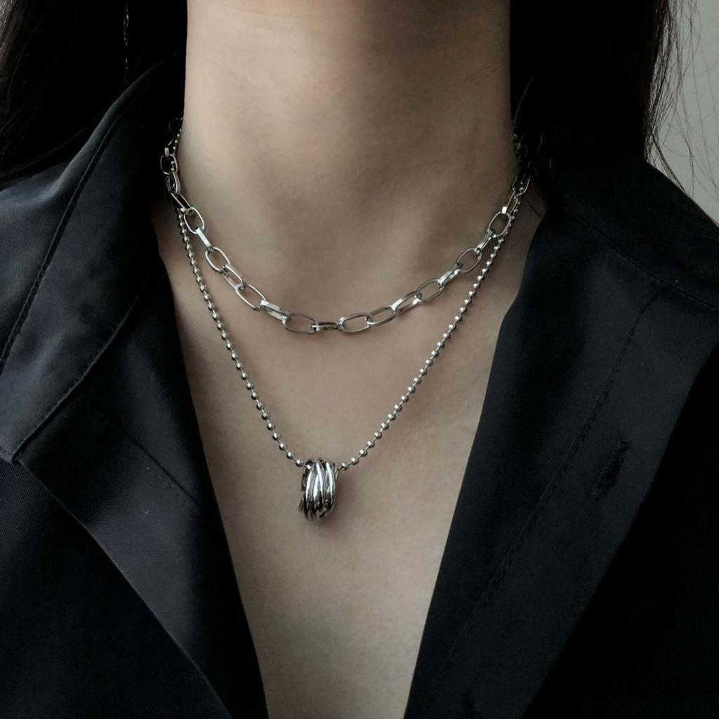 Dây chuyền hai lớp mặt nhẫn thời trang dành cho nữ
