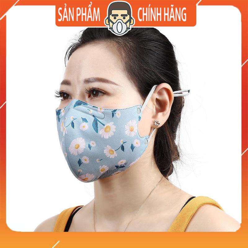 Khẩu trang vải họa tiết hoa lá êm mịn thoáng mát, tái sử dụng được phong cách Hàn Quốc