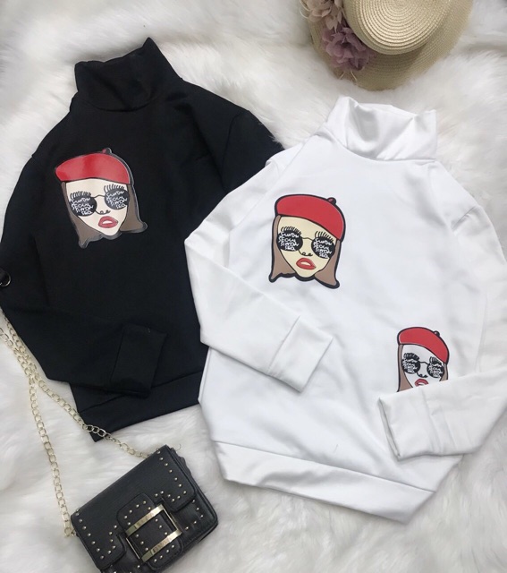 Áo nỉ cô gái cổ lọ | BigBuy360 - bigbuy360.vn