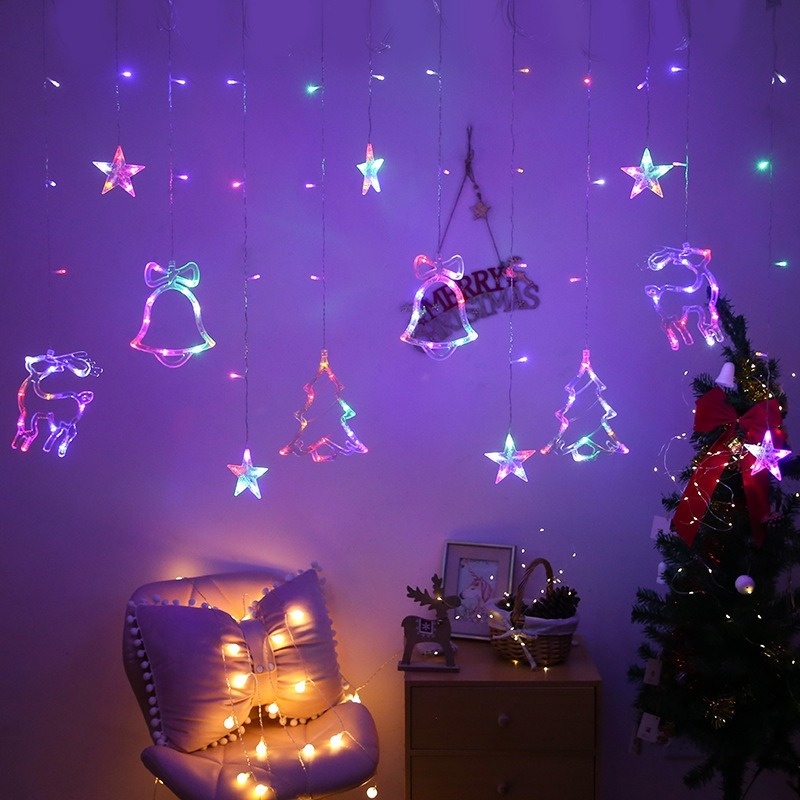 Dây đèn LED hình chuông Giáng Sinh trang trí phòng