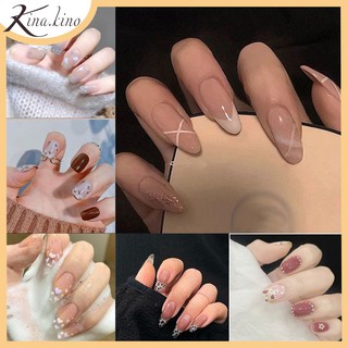 Móng tay giả cao cấp , móng tay giả học sinh giá rẻ hộp 24 móng có sẵn keo Kinakino
