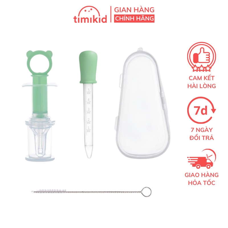 Set Dụng Cụ Bón Thuốc, Sữa, Nước Ép Hoa Quả Chống Sặc Cho Bé Đầu Núm 100% Slicone Siêu Mềm, Tặng Kèm Cây Cọ Rửa