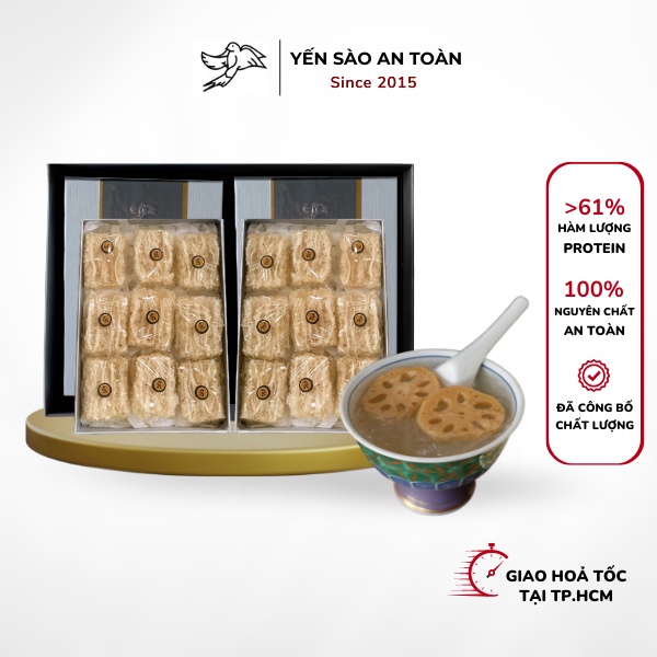 Yến sào An Toàn tổ yến rút lông yến vuông chia sẵn tiện lợi 1 lần chưng yến sào Khánh Hòa