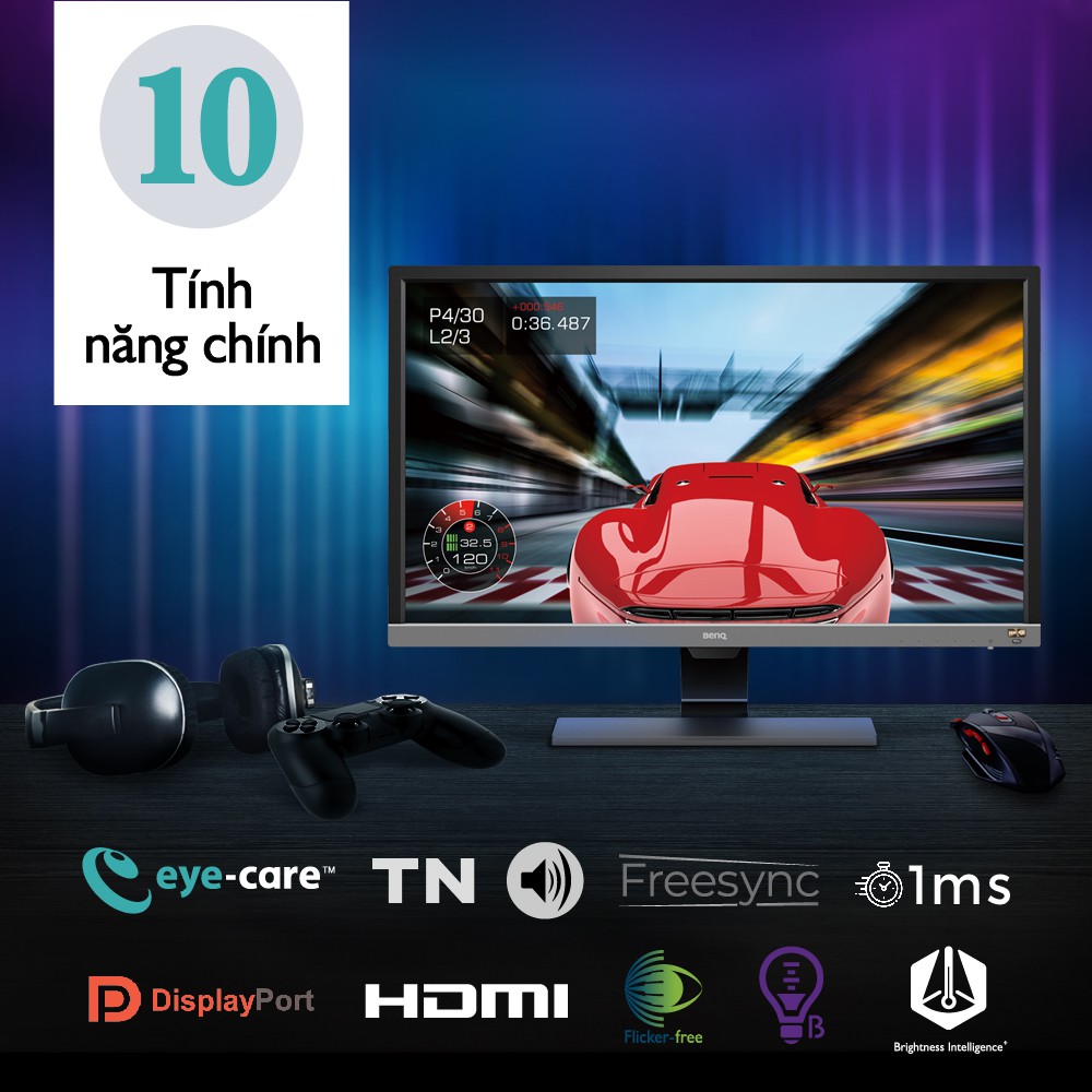 Màn hình máy tính BenQ EL2870U 28 inch 4K HDR, độ phản hồi 1ms chơi Game PS5, Xbox One X tích hợp tính năng bảo vệ mắt