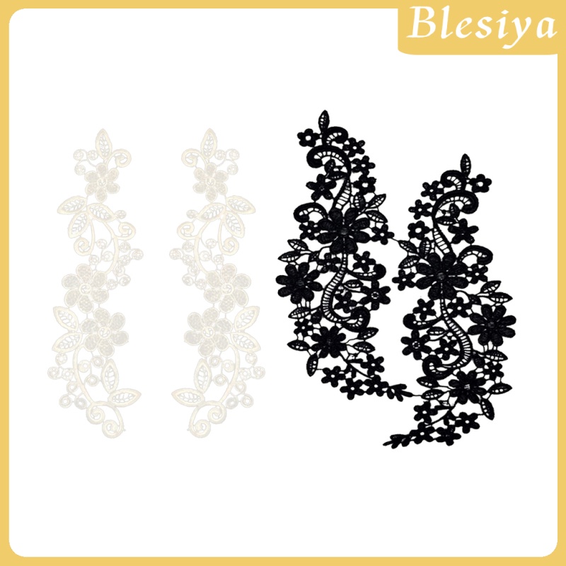 [BLESIYA] 4 Pieces DIY Floral Venise Lace Applique Embroidered Patch Motif Crafts