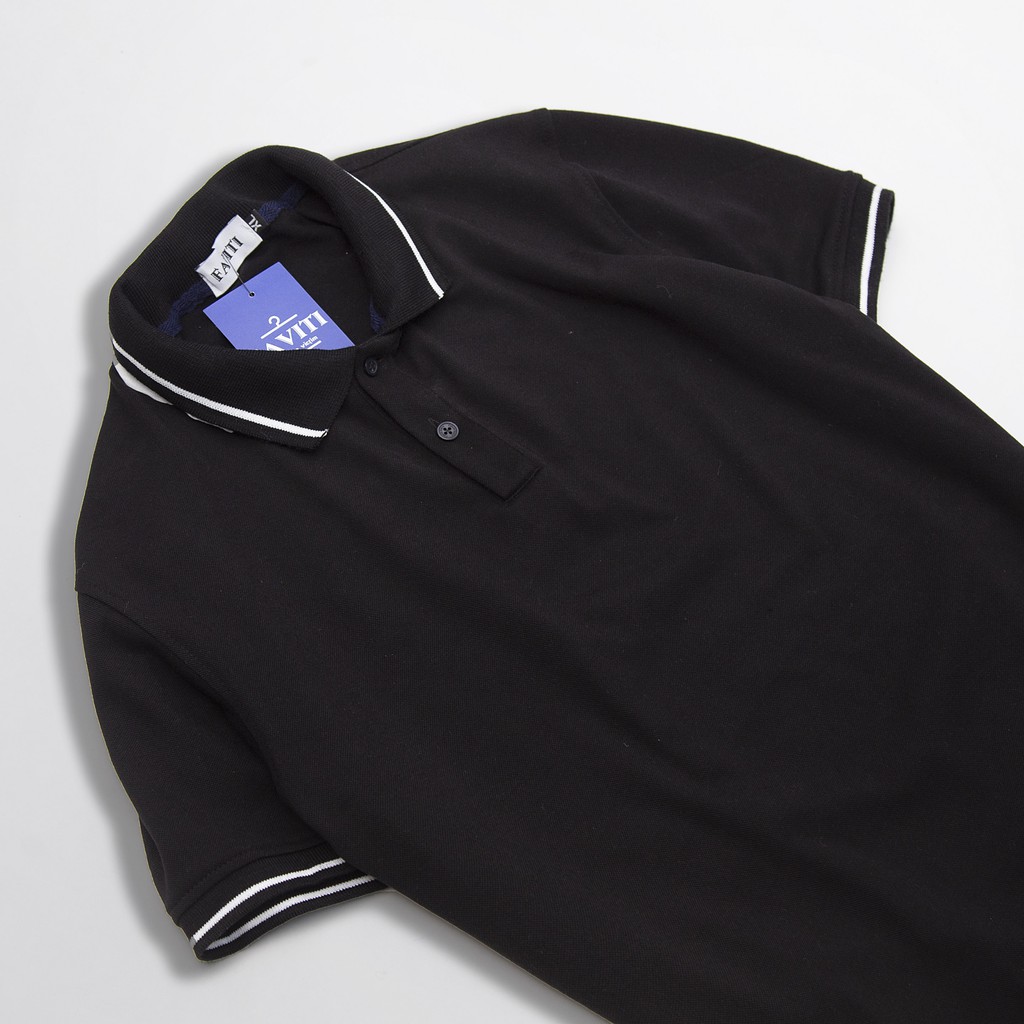 Áo polo nam trơn đẹp áo phông thun nam hàng hiệu màu đen trắng FAVITI AT02