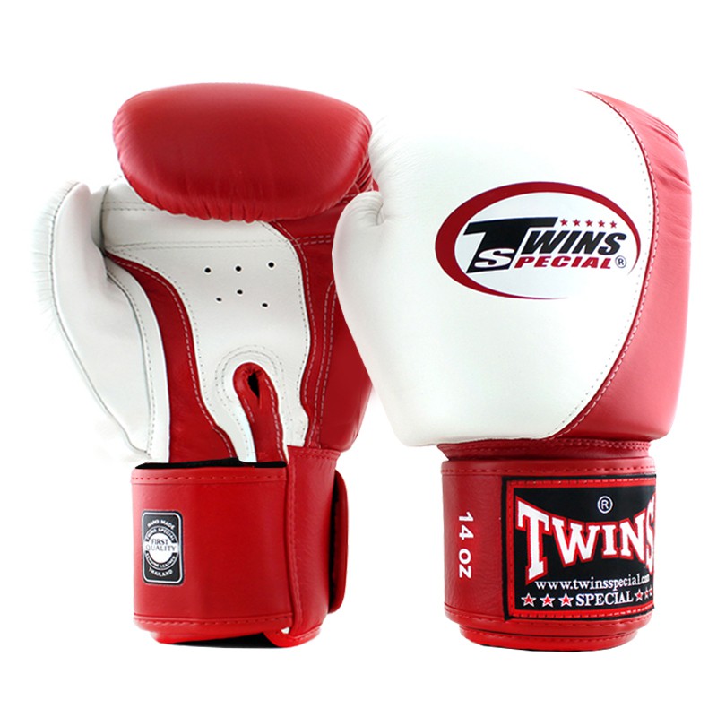 Găng tay boxing Twins BGVL-8 Velcro - Trắng đỏ