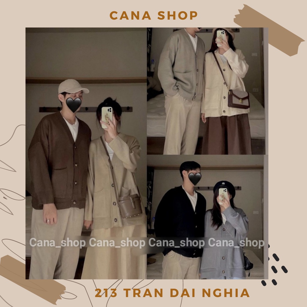 Áo Khoác Cardigan Len Trơn Basic 2 Túi Bên , mặc đôi nam nữ | CANA SHOP