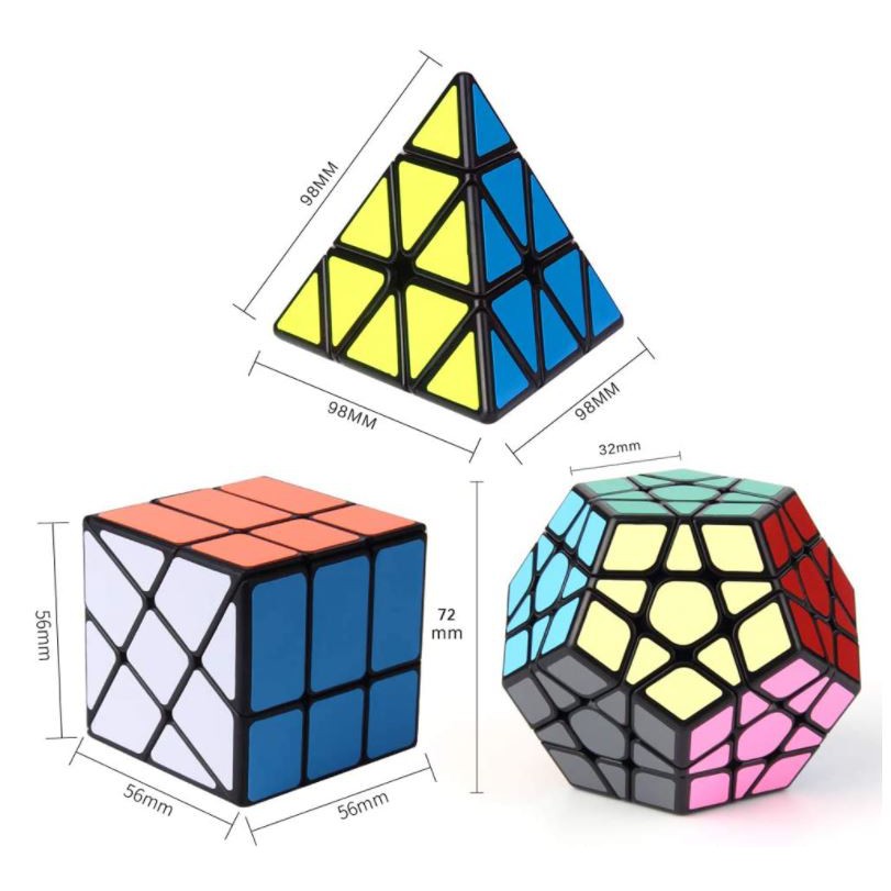 Hot Combo 3 Khối Rubik Qiyi Viền Đen 12 Mặt, Tam Giác, Cối Xay Gió. Rubic Megaminx, Pyraminx, Windmill Hàng Đẹp