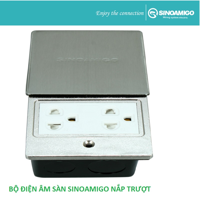 Bộ Ổ cắm âm sàn nắp trượt sino amigo SHP-M1S ( 2 điện -3 chấu ) Hàng chính hãng